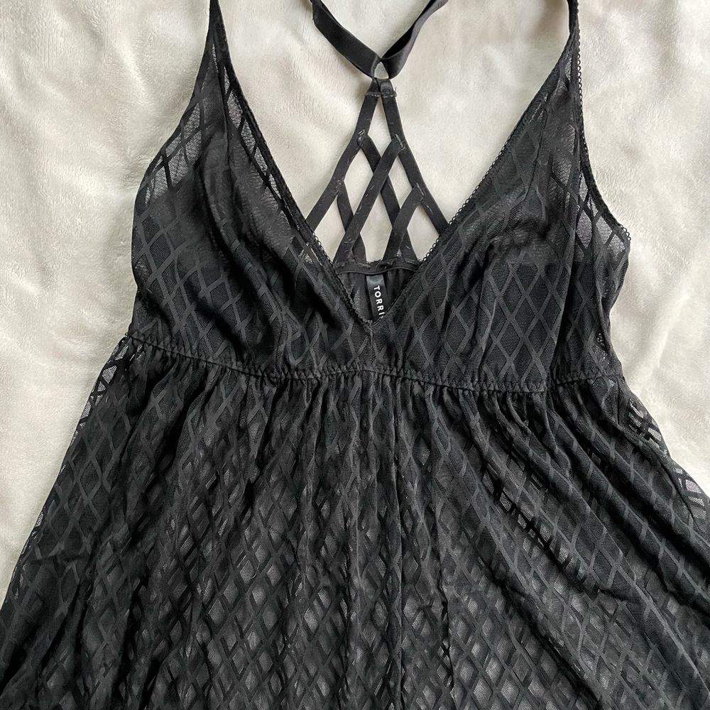 TORRID sheer black bralette strappy nightgown - plus size 0